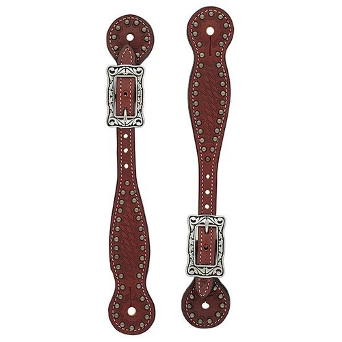 Weaver Leather Weaver Basketweave Floral Spot Thin Spur Straps - Image 2