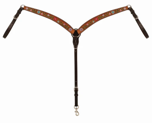 Turquoise Cross Floral Vine Contoured Breast Collar - Image 2