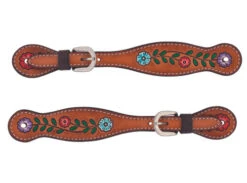 Turquoise Cross Floral Vine Spur Strap Ladies