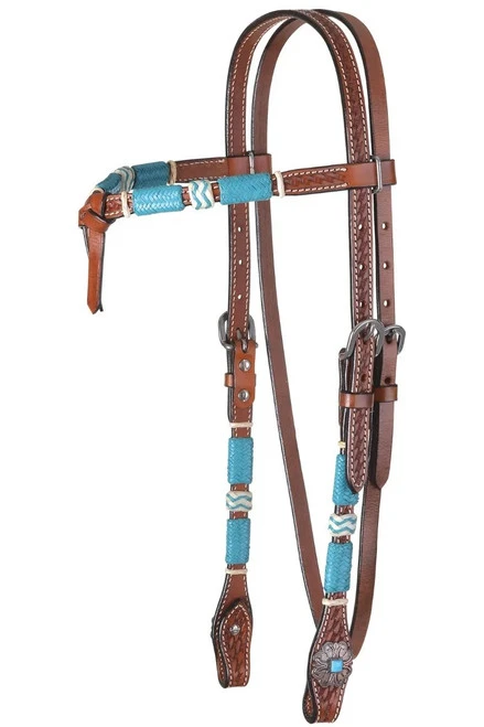 Circle Y Turquoise Round Up Futurity Brow Headstall - Image 2