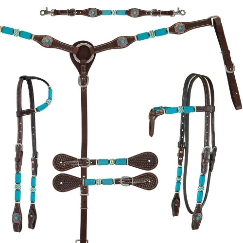 Circle Y Turquoise Round Up Futurity Brow Headstall - Image 3